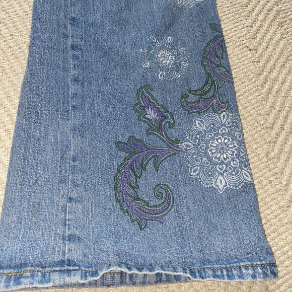 Coldwater Creek Women Size 10 Jeans Bootcut Floral Boho Hippie Y2K Denim - Picture 2 of 10